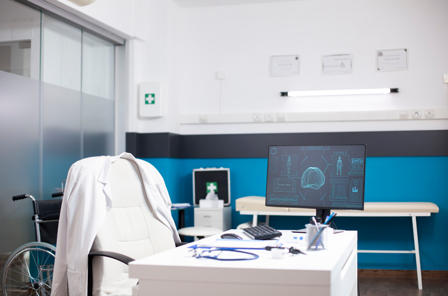 Tricologia estética e clínica: sala de profissional da área da saúde.